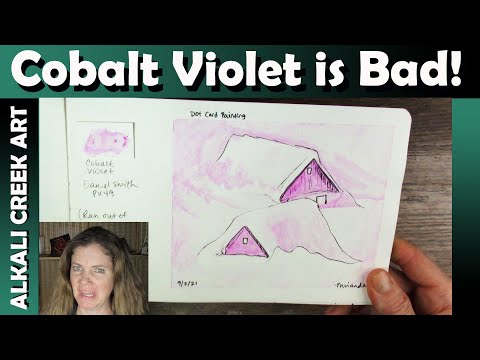 Cobalt Violet BITES THE BIG ONE.  Eight Dot Card Paintings Using This Terrible Color - It Is Torture