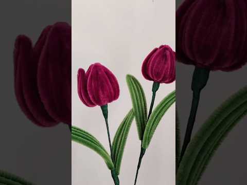 DIY pipe cleaner tulips flowers #handmade #diy #gift #diyflower #diycrafts #flowercraft #flowers