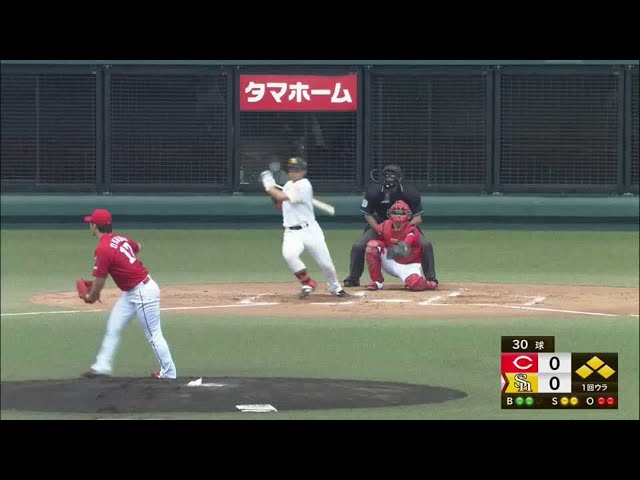 【ファーム】ホークス・谷川原 ライトへ走者一掃のタイムリー2ベースヒットを放ち、先制!! 2021/5/29 H-C(ファーム)