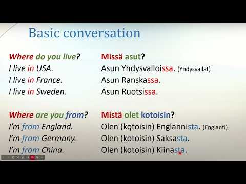Learn Finnish! Lesson 8: Basic conversation - Peruskeskustelu in burmese