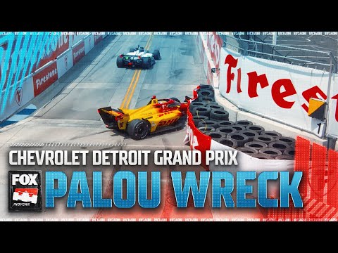 Alex Palou wrecks after bump from David Malukas at Detroit Grand Prix | INDYCAR on Fox