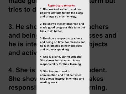 Progress Report Comments For Kindergarten
