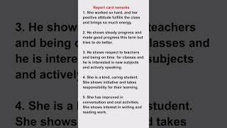 # report card remarks# student report card remarks