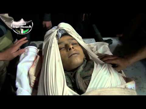 جثمان مصطفى خلل من لواء شهداء دوما والذي قتل في جبهة حي القابون في مدينة دمشق