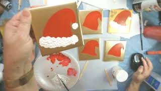 Santa Hat Coasters - Hand Designed