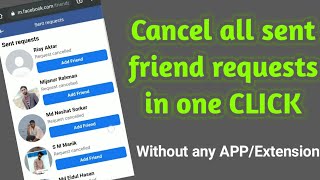 Cancel all Facebook Sent Friend Requests in one click without any APP/Extension | FB tips and tricks