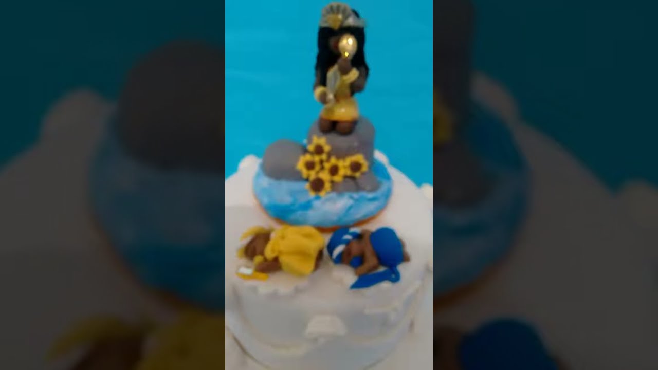 TOPO DE BOLO DE MÃE OXUM E ORIXÁS BABYS - OMOLU, OGUM, IEMANJÁ, OXUM, OYÁ, NANÃ,