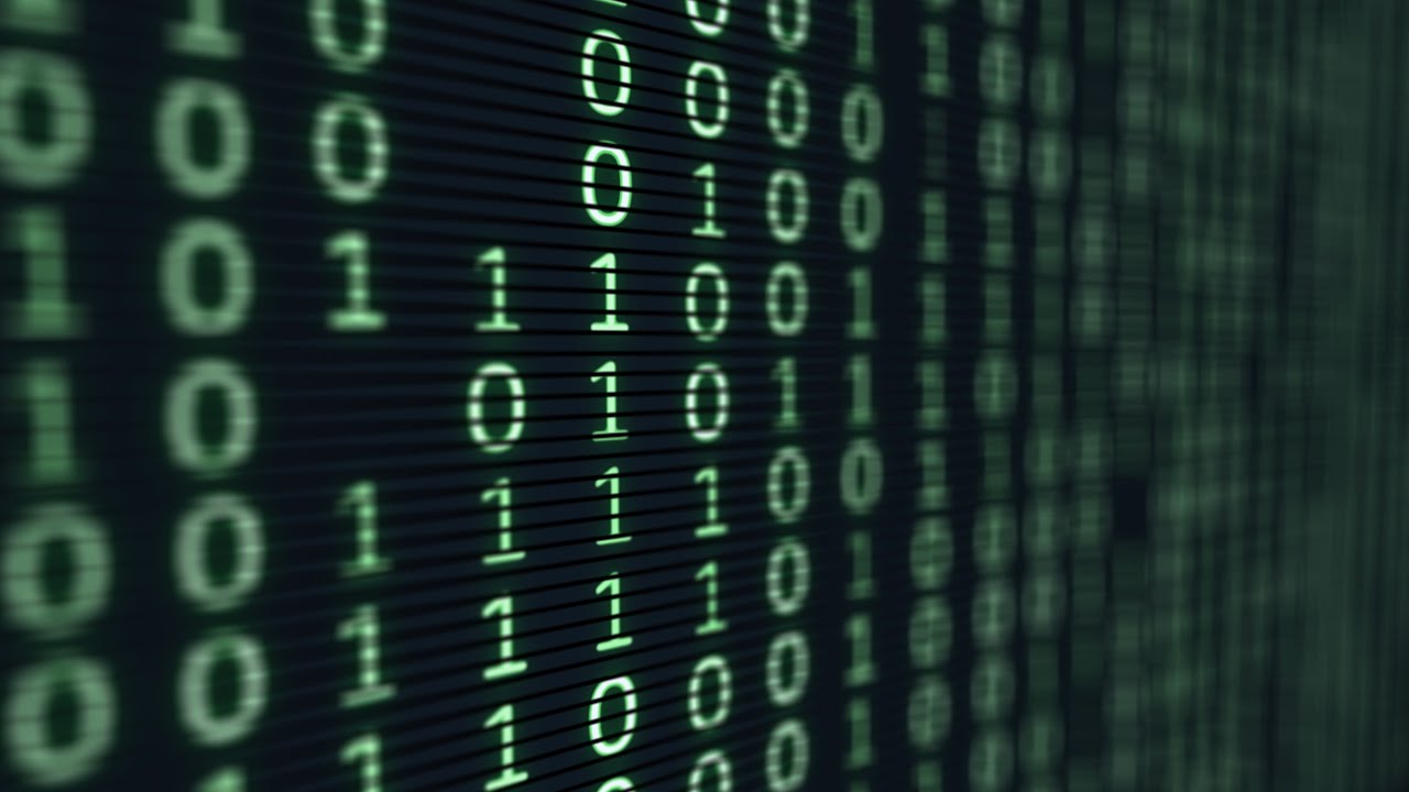 Footage 4K Green Digital Binary Data