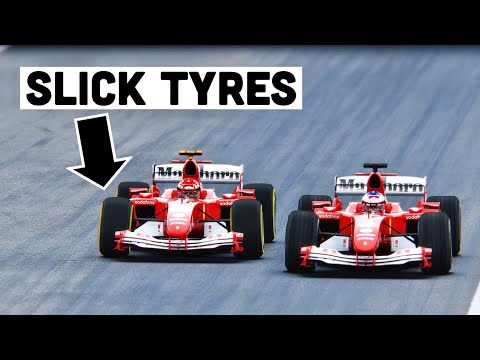 Ferrari F1 2004 SLICK TYRES vs Ferrari F1 2004 at Monza GP
