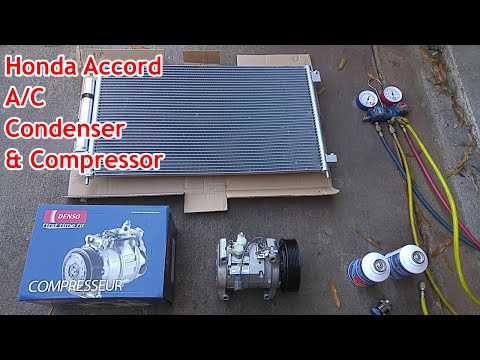 How to Honda Accord 2.4L I4 A/C Air Conditioner Compressor & Condenser Replacement & Evacuation