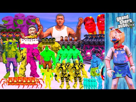 Franklin Playing Chupan Chupai With ICE Scream & Granny and Serbian Dancing Lady Army in GTA 5 !