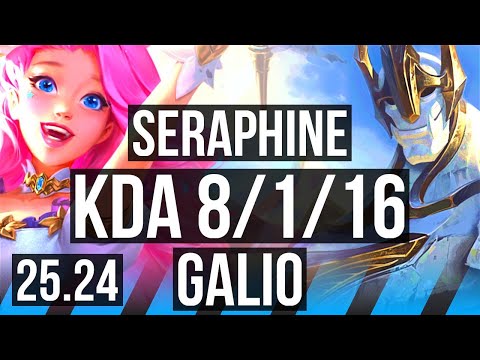 SERAPHINE vs GALIO (MID) | Good KDA: 8/1/16, First Strike | KR Master | 25.24