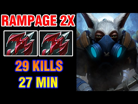 DOUBLE RAMPAGE !!  29 KILLS IN 27 MINUTES - Yuno Meepo 8000MMR - Dota 2