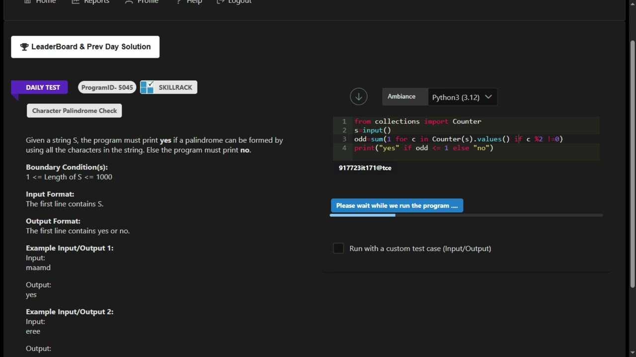 SkillRack Daily Test Solution 31.03.2026