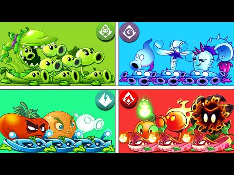 4 Team Plants Battlez PEA vs ELECTRIC vs SHADOW vs FIRE - Pvz 2 Team Plant Vs Team Plant