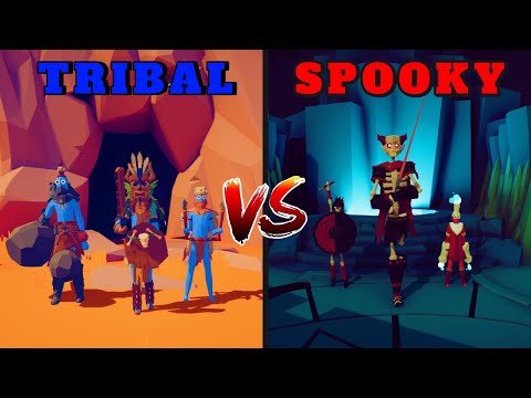 MEGA TRIBAL TEAM vs MEGA SPOOKY TEAM - TABS | Totally Accurate Battle Simulator