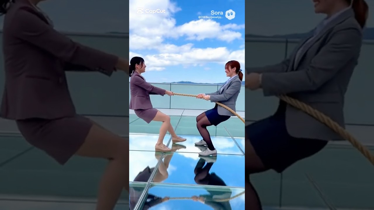 ナイスファイト☺️ 鏡の床で綱引きをするスーツOLさん #ol #会社員 #会社 #ca #flightattendant #キャビンアテンダント #客室乗務員