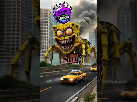 Rank up Monster Spongebob choo-choo charles attack in city #spongebob #choochoocharles   #shorts