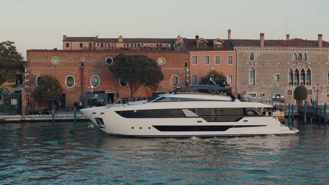 Luxury Flybridge Yacht - Ferretti Yachts 1000 Premiere in Venice.
