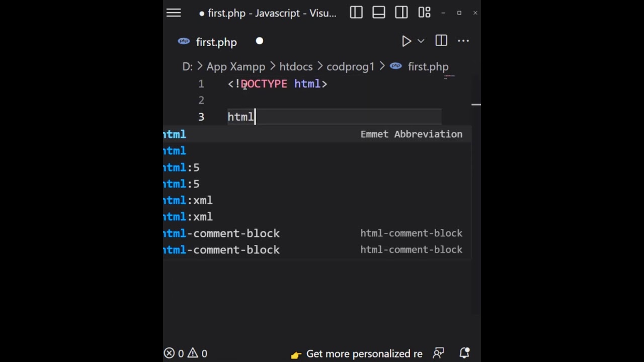 First Php Script 🥰 | #php #programming #shorts