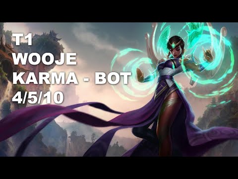 T1 Wooje Bot Karma vs Aphelios - KR Grandmaster Patch 10.8
