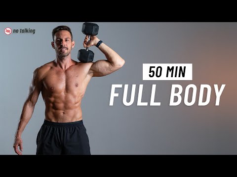 50 Min Full Body Dumbbell Workout At Home - Build Muscle, No Talking