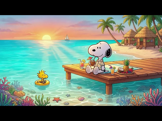 Snoopy Summer Tropical Sunset Pier 🌅 Summer Lofi Beats for Study, Work, Relax & Beach Focus SDDEFAULT Thumbnail