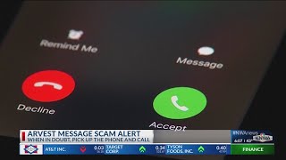 Arvest warns customers of text message scam