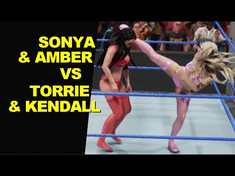 WWE 2K19 Sonya Deville & Amber Jones vs Torrie Wilson & Kendall Jenner Elimination Tag