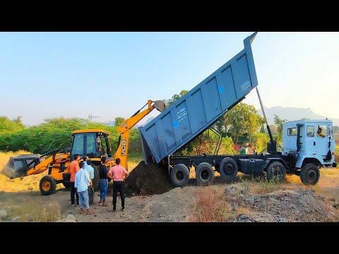 JCB 3dx Unloading Cow Compost from Tata truck | jcb and truck | jcb wala #jcb #jcbvideo #tatatruck