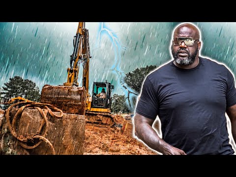 Shaq's Yard DESTROYED! Aquascape Pond Build Part 2 ⛈🐠