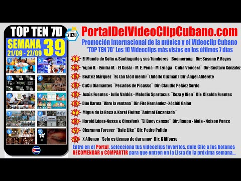 TOP TEN 7D | Semana 39 de 2020 | Promoción del Portal Del Vídeo Clip Cubano | Música de Cuba