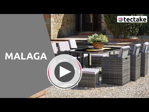 Salon de jardin MALAGA 10 places avec housse de protection - mobilier de jardin, meuble de jardin, ensemble table et chaises de jardin - noir/gris