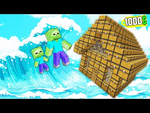 1000$ SANDIK EV VS TSUNAMİ - Minecraft