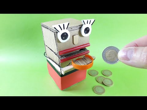 How To Make a Robot Coin Bank From Cardboard. Diy Piggy FaceBank Box