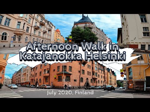 Caminhada da tarde em Katajanokka Helsinque, julho de 2020, Finlândia [4K]