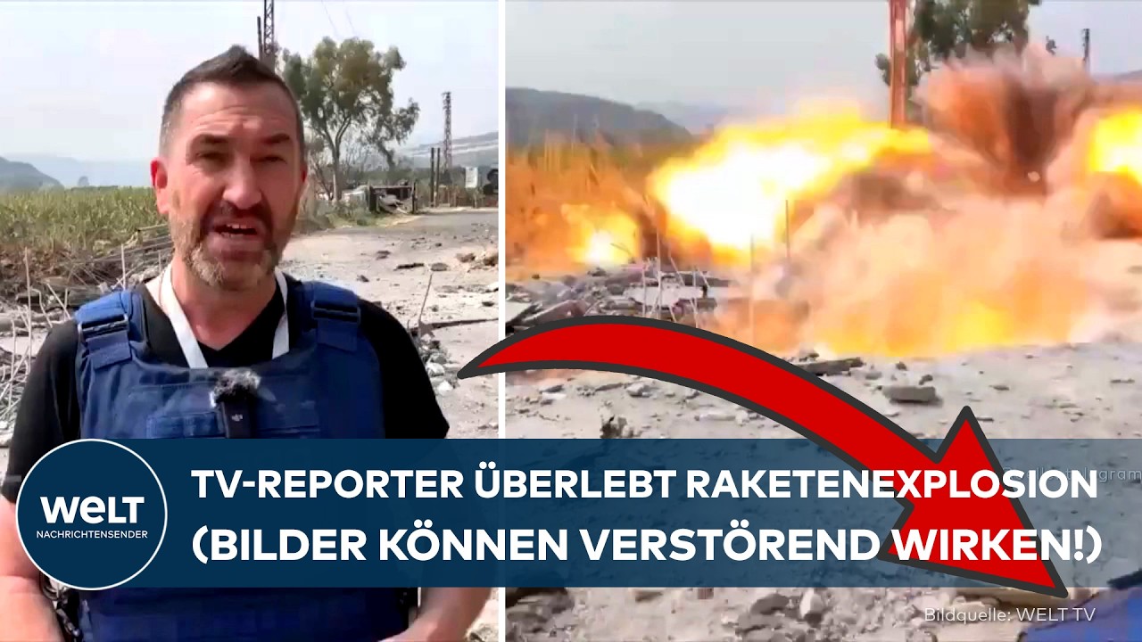 LIBANON: TV-Reporter überlebt Raketenexplosion bei Live-Schalte (Bilder können verstörend wirken!)