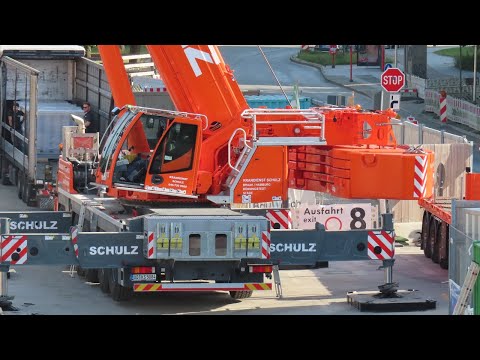 KRANDIENST SCHULZ - LIEBHERR LTM 1230-5.1 bei der Montage einer Klimaanlage, Teil 1