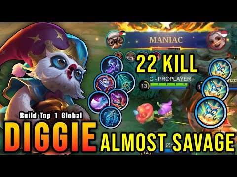 Almost SAVAGE!! Midlane Diggie is Deadly, Insane 22 Kills!! - Build Top 1 Global Diggie ~ MLBB
