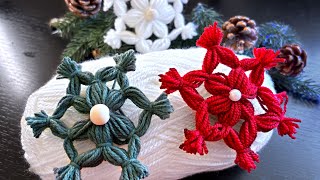 Easy Yarn Craft - Snowflake ❄️ Christmas Tree Ornaments 🎄Yarn Craft Idea