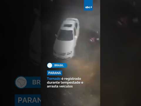 Tornado é registrado durante tempestade e arrasta veículos no Paraná