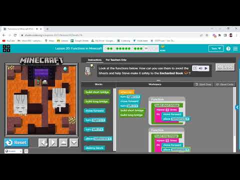 Code org Lesson 20 Functions in Minecraft