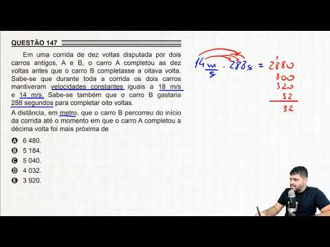ENEM PPL 2018 147 Em uma corrida de dez voltas disputada por dois carros antigos