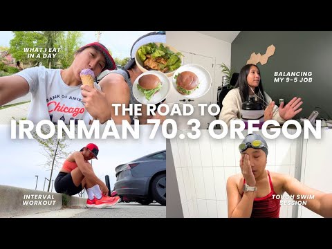 70.3 IRONMAN training while working a full-time job | 2 workouts + what I eat  (with timestamps)