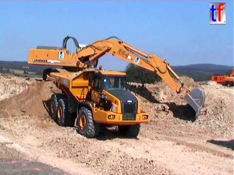 Liebherr R954B, Terex TA40, Bell B40D, A 73 Suhl, Germany, 02.09.2004.