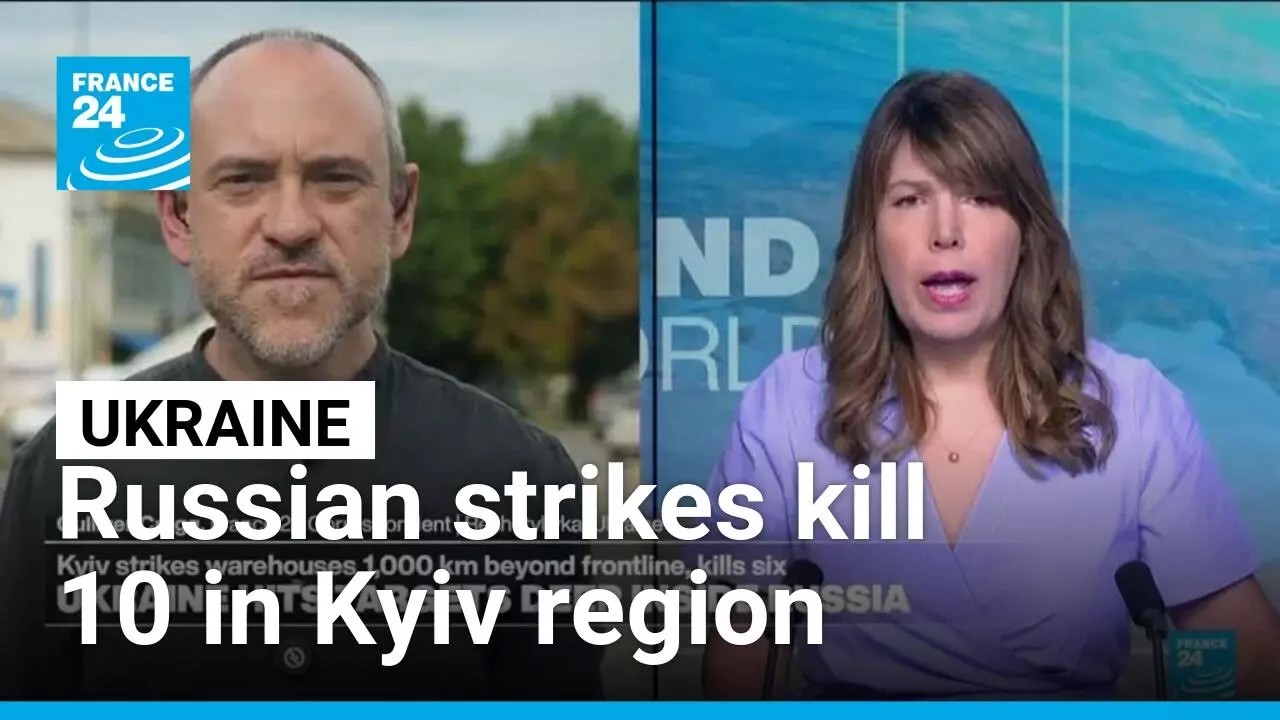 Russian missile strike kills 10 in Kyiv region, targets arms-related event