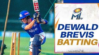 Dewald Brevis batting in the nets | Mumbai Indians