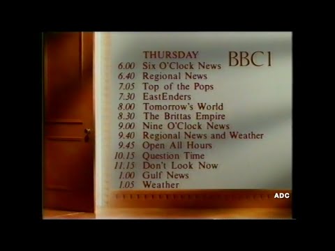 BBC1 links, trailers & closedown announcer Yvonne O'Grady 30th January 1991