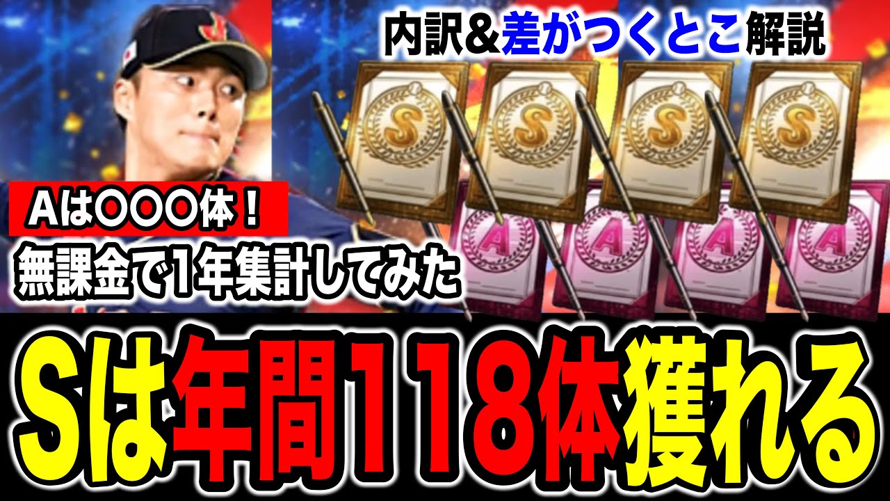 【無課金必見】S・Aランク年間獲得数紹介！より増やしたければ〇〇すべき！【プロスピA】【フォルテ】#817
