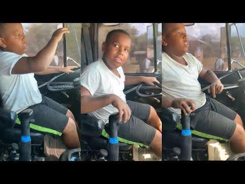 A 9 Year old  boy from cayman Driving A Dump Truck🇫🇰 #kenworth #peterbilt #truck